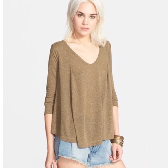 We The Free Tambourine Tee Flax Jersey Tops - Picture 1 of 9